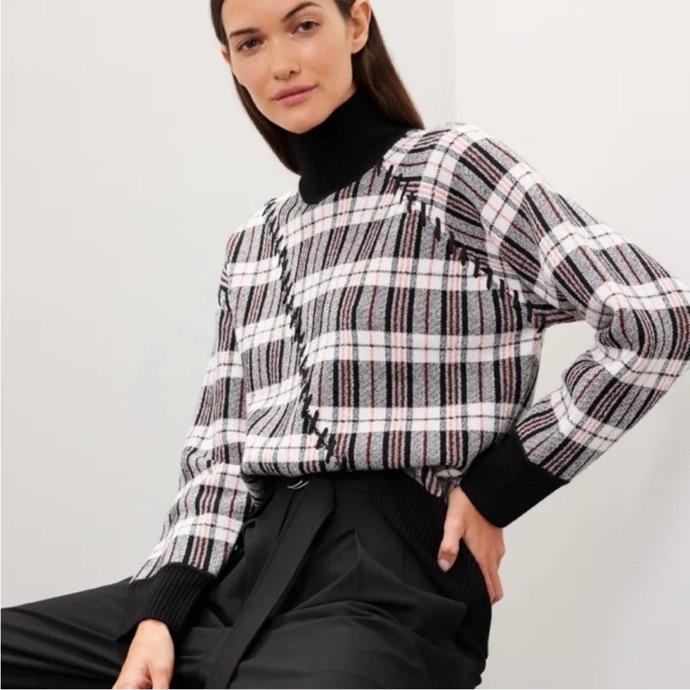 3.1 Phillip Lim Wool Plaid Oversized Stitched Sweater Small